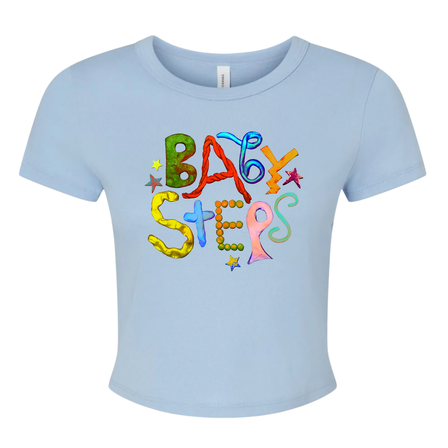 Cropped “Baby Steps” Baby Blue Tee