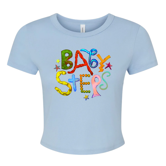 Cropped “Baby Steps” Baby Blue Tee